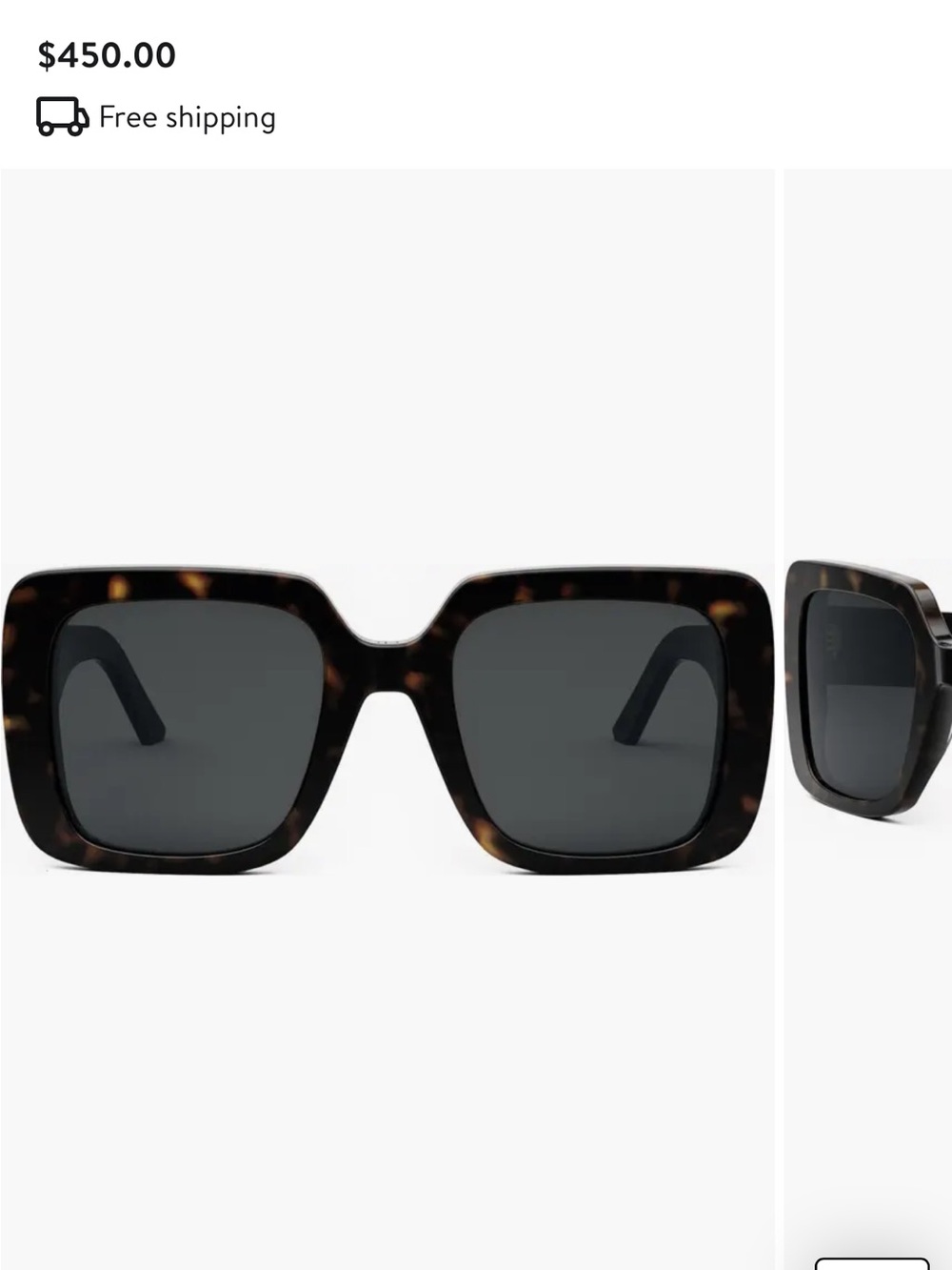 Dior Oversized Square Tortoiseshell Sunglasses with Dark Lenses
